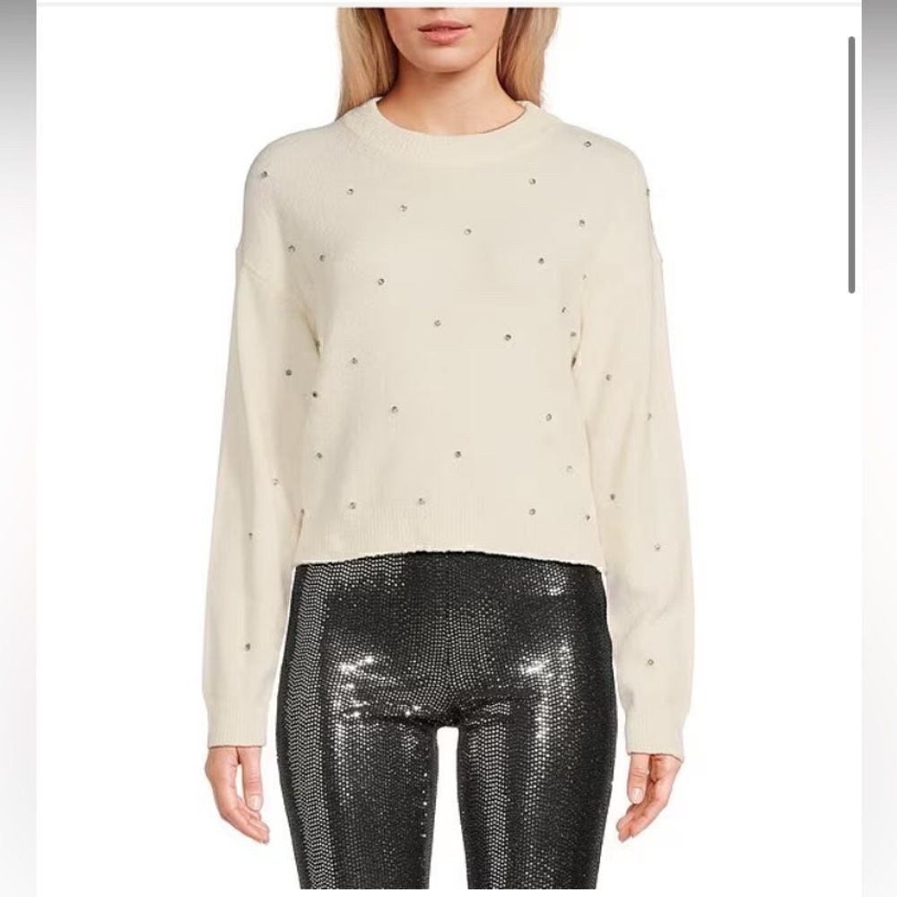 🔥Take 50% OFF-C&V Chelsea &Violet Rhinestone Encrusted Cropped Sweater,Size-XXL